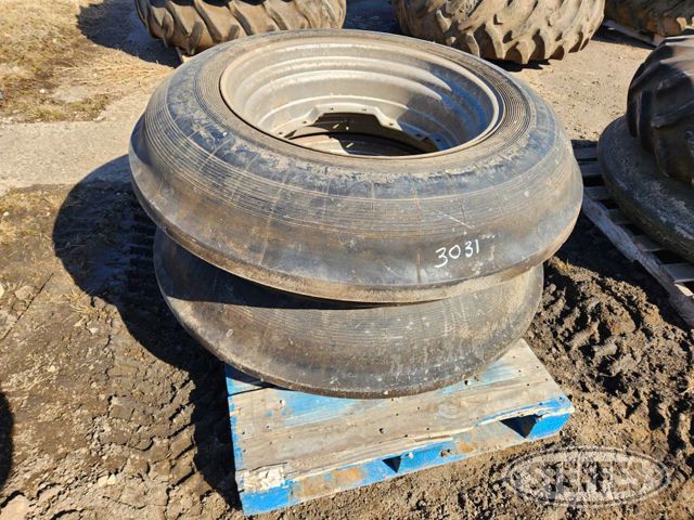 (2) 12.4-30 rib tires on dish rims